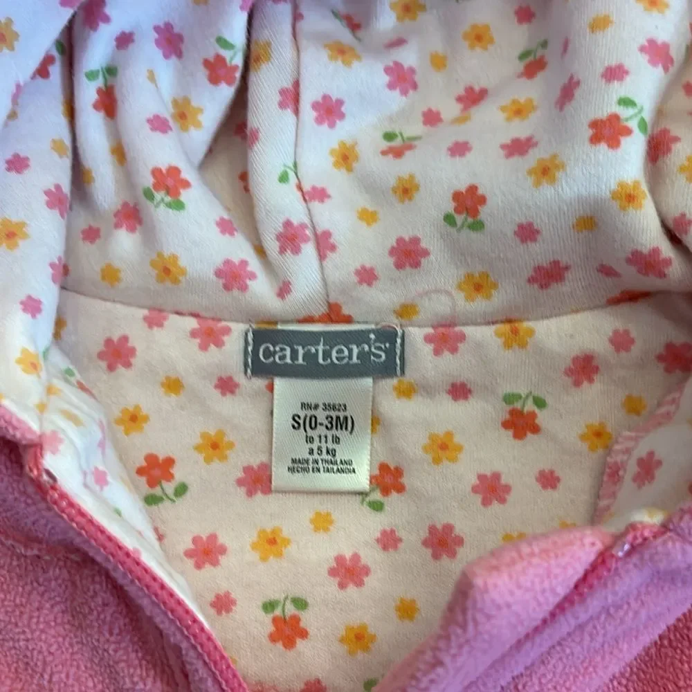 Carter's Girls Fleece Pink Jogger Hoodie Lined Jacket Outfit Track Set Size 0-3M